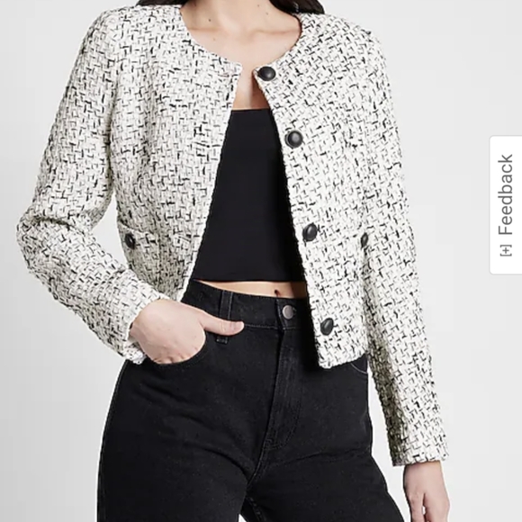 Express Jackets & Blazers - Express Cropped Tweed Blazer Jacket